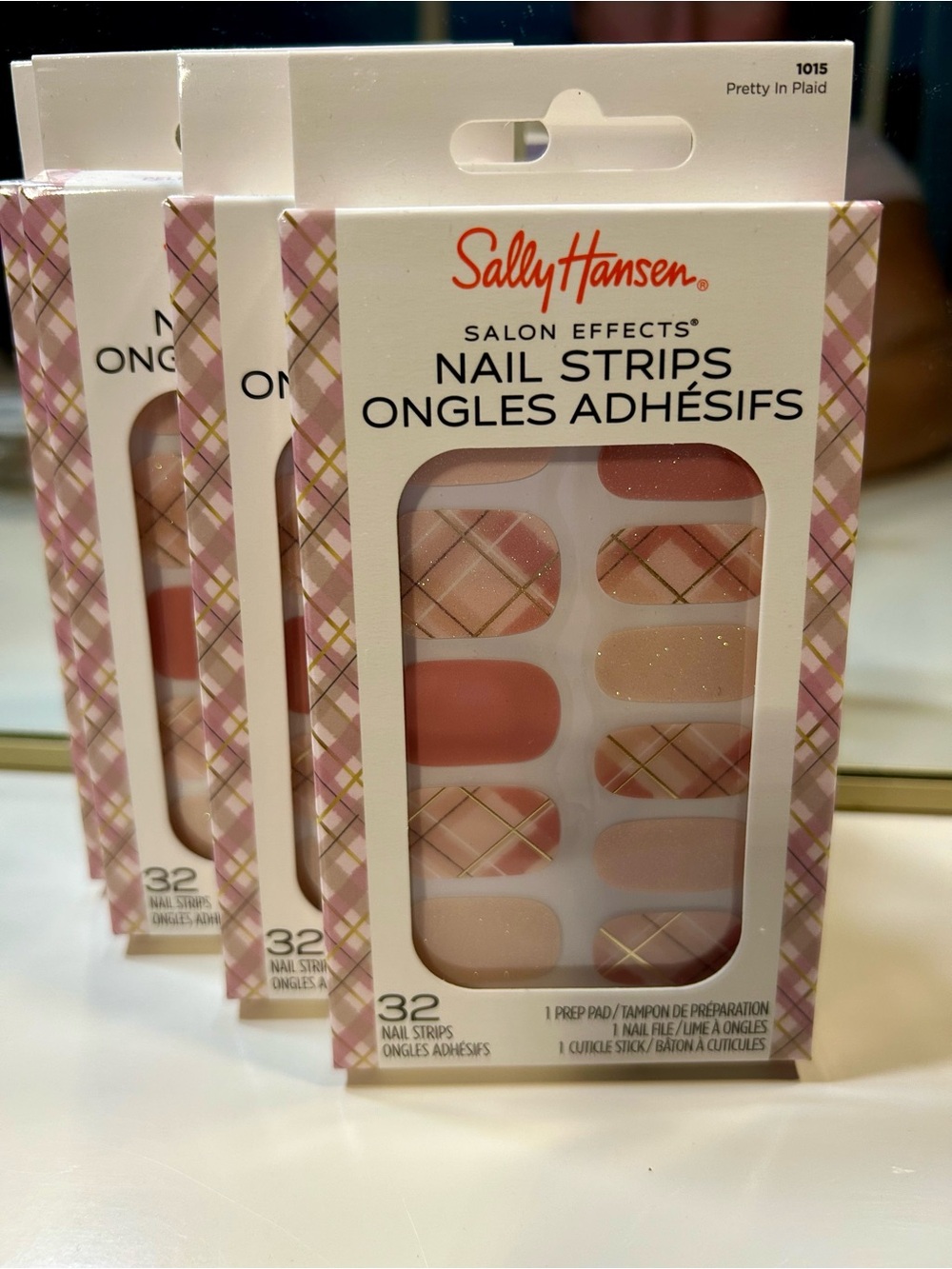 Sally Hansen Pink Plaid Press-On Nail Strips